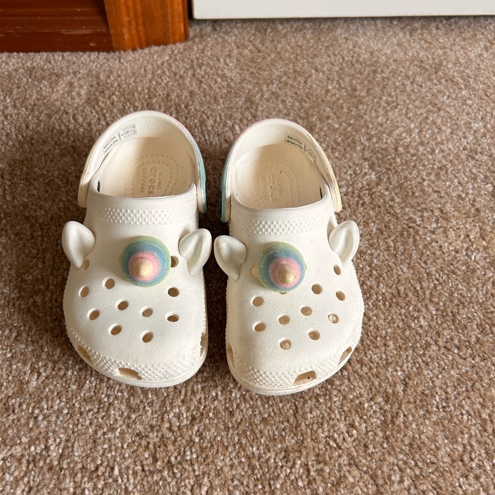 Kids White Crocs with Colorful Accents
